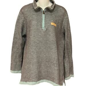 Jadelynn Brooke Womens Size Medium lightweight Quarter Zip Top in Gray and Aqua